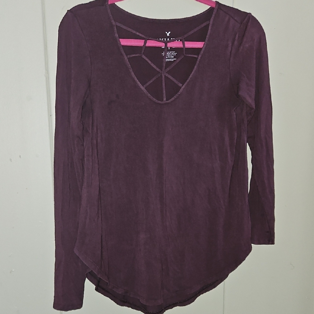 American Eagle Outfitters Purple Asymmetrical Long Sleeve